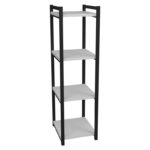 Floor shelf Harvey black metal and white melamine 33x28x100cm