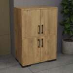 Jenny melamine cabinet in natural shade and black metal leg 60x35x90cm - Image 2