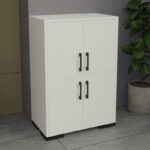 Jenny melamine cabinet in white shade and black metal leg 60x35x90cm - Image 2