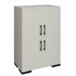 Jenny melamine cabinet in white shade and black metal leg 60x35x90cm