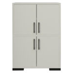 Jenny melamine cabinet in white shade and black metal leg 60x35x90cm - Image 3