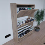 Karol melamine shoe box in natural shade 70x24x113cm - Слика 3