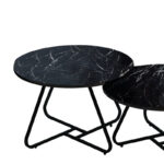 Symeli coffee table set of 2 black metal and melamine in black marble shade - Image 3