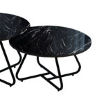 Symeli coffee table set of 2 black metal and melamine in black marble shade - Image 4