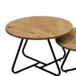 Symeli coffee table set of 2 black metal and melamine in natural color - Image 2