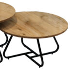 Symeli coffee table set of 2 black metal and melamine in natural color - Image 3