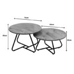 Symeli coffee table set of 2 black metal and melamine in natural color - Image 4