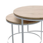 Solme coffee table set of 2 white metal and melamine in natural shade - Слика 3