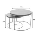 Solme coffee table set of 2 white metal and melamine in natural shade - Слика 5