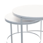 Solme coffee table set of 2 metal and melamine in white shade - Слика 3