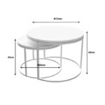 Solme coffee table set of 2 metal and melamine in white shade - Слика 5