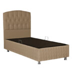 Lanse single bed velvet with storage space beige 120x200cm - Image 2