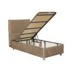 Rizko single bed velvet with storage space beige 120x200cm - Слика 3