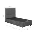 Rizko single bed velvet with storage space beige 120x200cm - Слика 5
