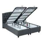Lanse double bed with storage bouclé anthracite 160x200cm - Image 2