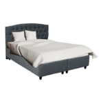 Lanse double bed with storage bouclé anthracite 160x200cm