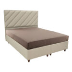 Tito double bed with storage space fabric in cream shade 160x200cm