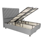 Tito double bed with storage space boucle fabric in light gray shade 160x200cm - Image 2