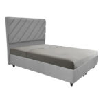 Tito double bed with storage space boucle fabric in light gray shade 160x200cm