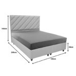 Tito double bed with storage space boucle fabric in light gray shade 160x200cm - Image 5