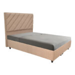 Tito double bed with storage space bouclé fabric in light brown shade 160x200cm
