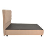 Tito double bed with storage space bouclé fabric in light brown shade 160x200cm - Image 3