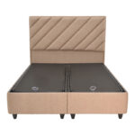 Tito double bed with storage space bouclé fabric in light brown shade 160x200cm - Image 4