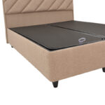 Tito double bed with storage space bouclé fabric in light brown shade 160x200cm - Image 6