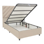 Tito single bed with storage space fabric in cream shade 120x200cm - Image 2