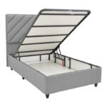 Tito single bed with storage bouclé fabric in light gray shade 120x200cm - Image 2