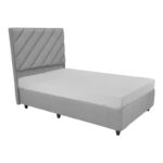 Tito single bed with storage bouclé fabric in light gray shade 120x200cm