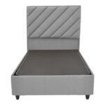Tito single bed with storage bouclé fabric in light gray shade 120x200cm - Image 4