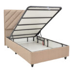 Tito single bed with storage space bouclé fabric in light brown shade 120x200cm - Image 2