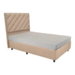 Tito single bed with storage space bouclé fabric in light brown shade 120x200cm