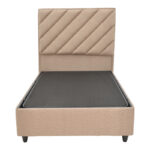Tito single bed with storage space bouclé fabric in light brown shade 120x200cm - Image 4
