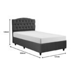 Lanse I single bed, boucle, charcoal shade, 120x200cm - Image 2