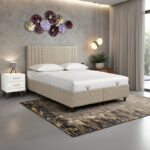 Bed with storage space Lineo boucle in beige shade 160x200cm - Слика 2