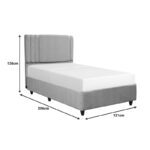Bed with storage space Lineo single boucle in beige shade 120x200cm - Слика 2