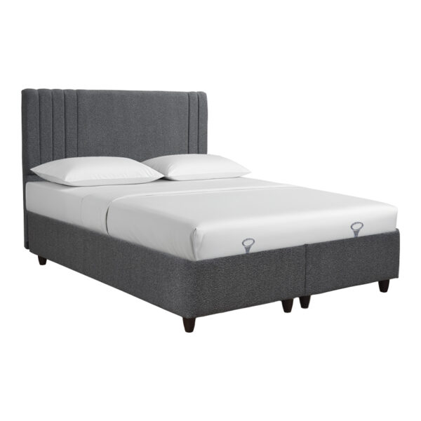Bed with storage space Lineo double boucle in anthracite shade 160x200cm
