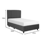 Bed with storage space Lineo single boucle in anthracite shade 120x200cm - Image 2