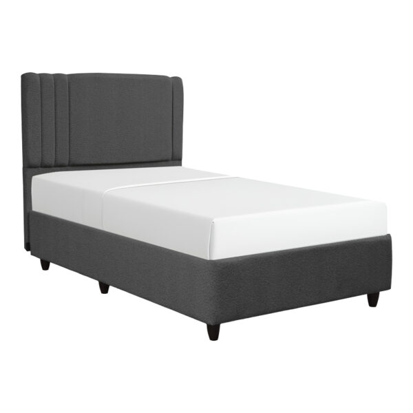 Bed with storage space Lineo single boucle in anthracite shade 120x200cm