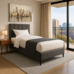 Moega fabric bed in anthracite shade 90x200cm - Слика 2