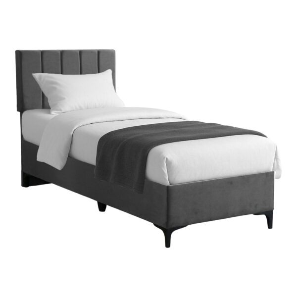 Moega fabric bed in anthracite shade 90x200cm