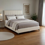 Moega fabric bed in cream shade 160x200cm - Слика 2