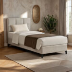Melei fabric bed in cream shade 90x200cm - Слика 2