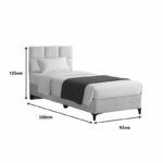 Melei fabric bed in cream shade 90x200cm - Слика 4