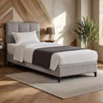Melei fabric bed in light grey shade 90x200cm - Слика 2