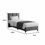 Melei fabric bed in anthracite shade 90x200cm - Слика 4