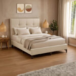 Melei fabric bed in cream shade 160x200cm - Слика 2
