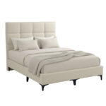 Melei fabric bed in cream shade 160x200cm